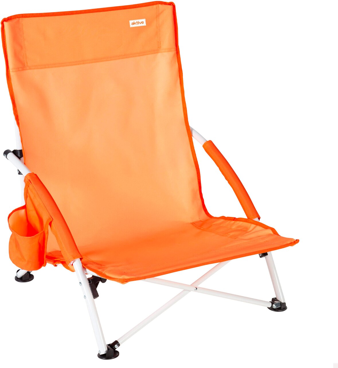 Aktive Beach Cadeira de praia dobrável com bolso lateral laranja 50x49x66 cm