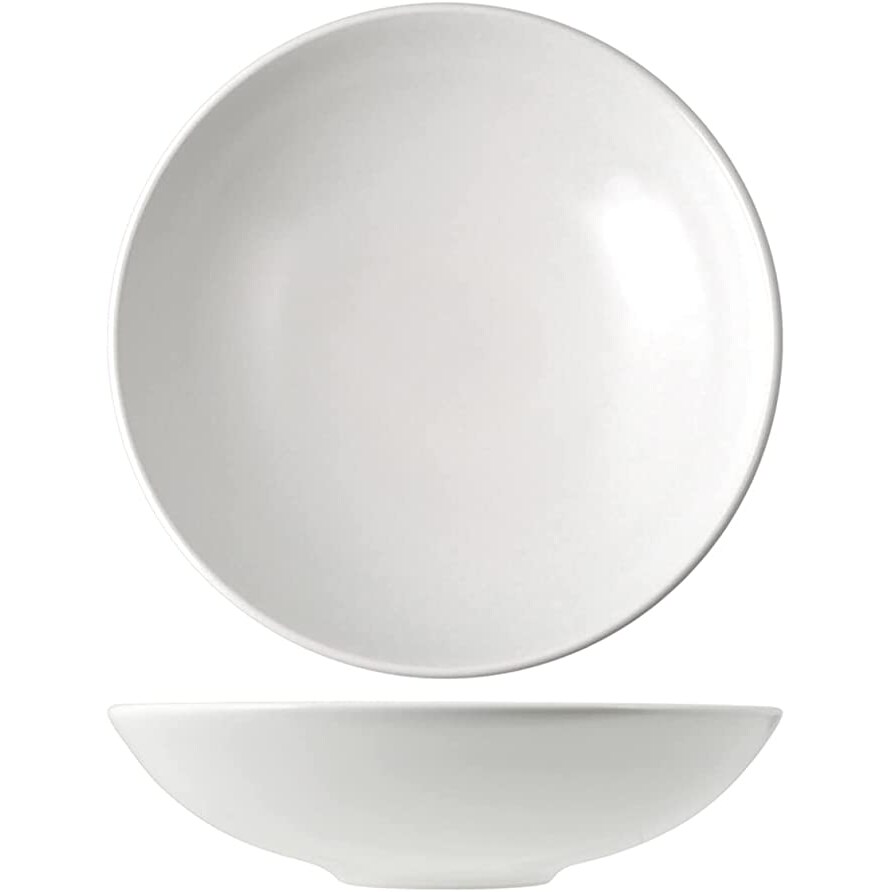 H&H Set 6 Piatti Fondi Denver Stoneware, Bianco, Cm 20