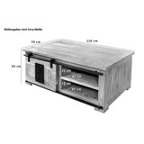 thumbnail of Couchtisch mit Schiebetür und 3 Fächern Akazie massiv 110 x 45 x 70 cm nussbaum LIBRO