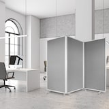 thumbnail of Filz Stellwand - Trennwand 3-teilig  mit Rollen - doppelseitig nutzbar / 180 x 180 cm Grau