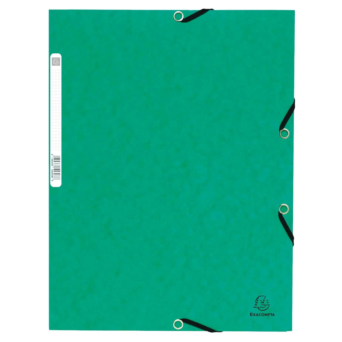 Exacompta  Cod. 55303E - Cartella 3 lembi con elastici in cartoncino lustré 355 g/mq - 24x32cm verde - Confezione da  50 pz.