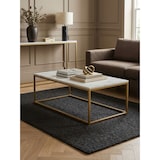 thumbnail of Couchtisch 100x60x40 cm mit Marmor Optik Weiß / Gold, Wohnzimmertisch mit Metall-Gestell, Sofatisch Eckig Tisch Wohnzimmer,