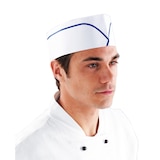 thumbnail of Calots blancs ajustables avec liseré bleu x 100