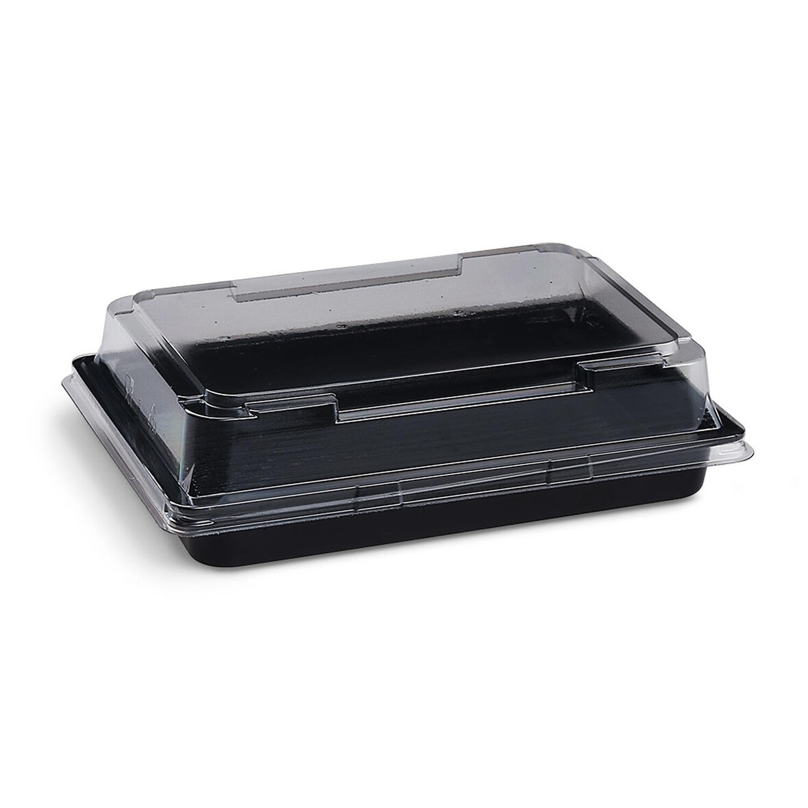 500x Sushi Schalen schwarz Set mit Deckel transparent PET 171 x 123 x 43 mm