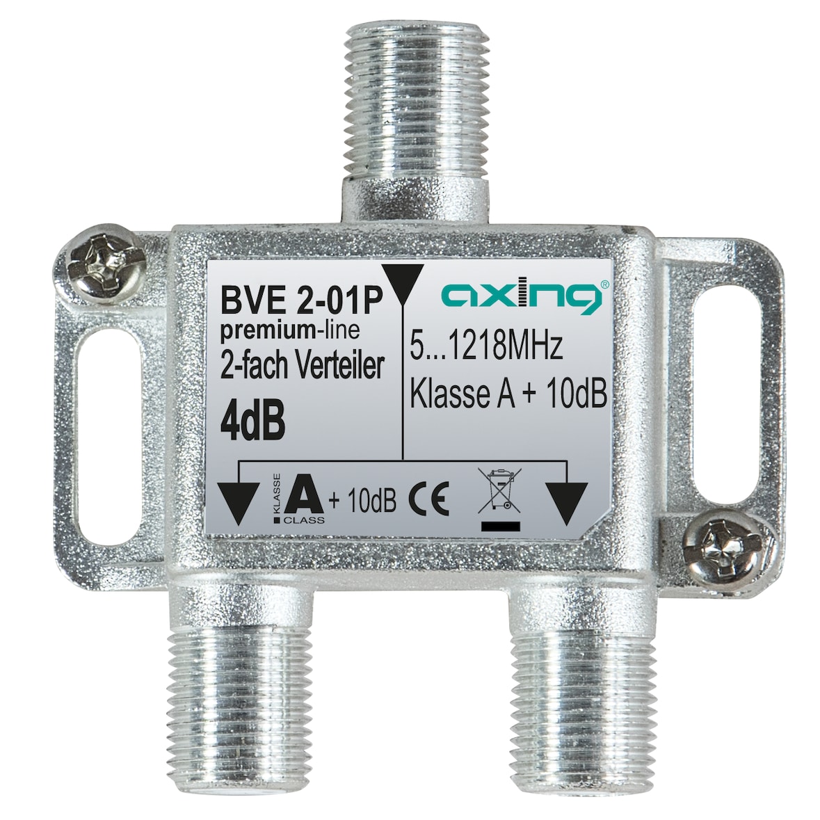 Axing BVE 2-01P Divisor de señal para cable coaxial Acero inoxidable