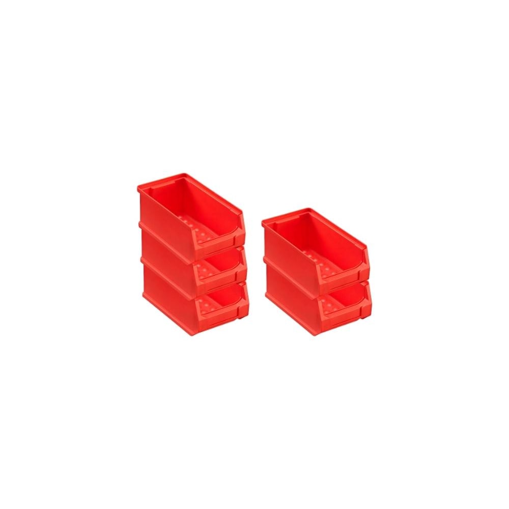 PROREGAL 5x Rote Sichtlagerbox 2.0 | HxBxT 7,5x10x17,5cm | 0,8 Liter | Sichtlagerbehälter, Sichtlagerkasten, Sichtlagerkastensortiment