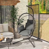 thumbnail of Outsunny silla colgante huevo con soporte columpio jardín exterior con cesta plegable cojín y reposacabezas para interior y exterior carga 120 kg gris