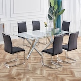 thumbnail of Merax Freischwinger (4 St), 4er Set Esszimmerstuhl Kunstleder Polsterstuhl Schwingstühle, Schwarz | Silber