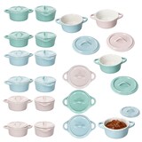 thumbnail of 6er Set Mini-Topf mit Deckel EMILIA je 2x Rosa, Mint & Blau aus Steingut – 4320028