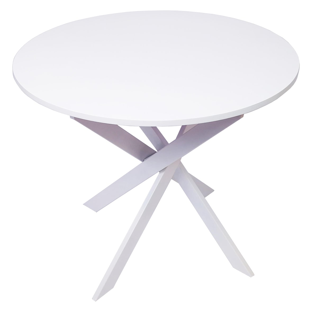 Tavolo rotondo ZEN, 90 x 90 x 77 cm, Capacità per 4 persone, Colore bianco opaco, Gambe in metallo laccato bianco opaco _ ZENIIBLBL