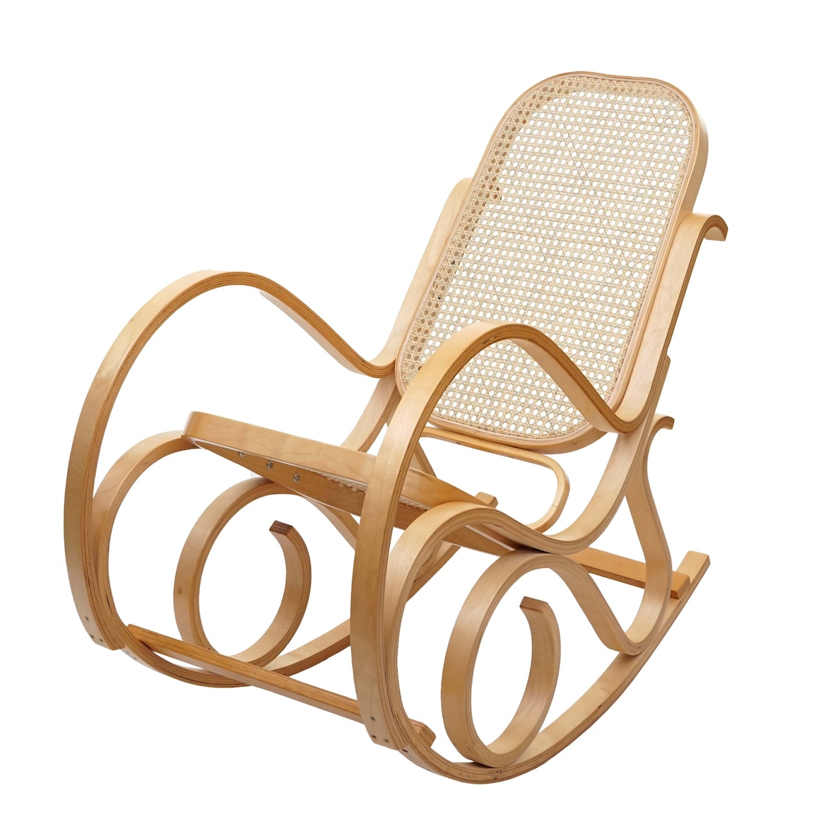 Mecedora M41, sillón columpio Sillón TV, madera maciza de ratán, certificado MVG ~ aspecto roble