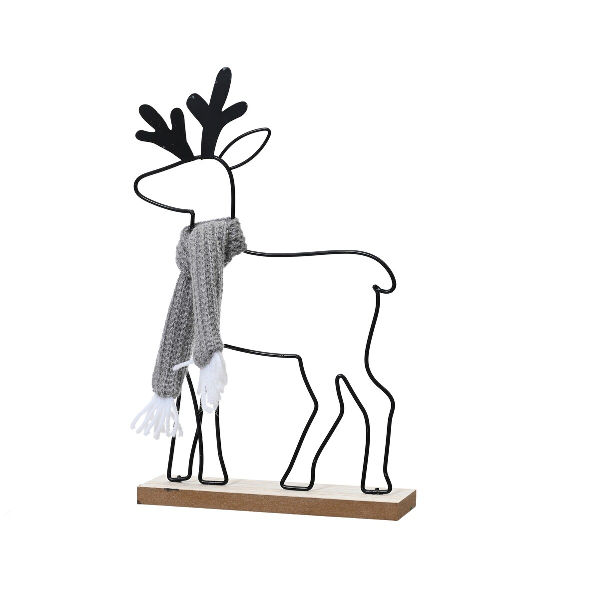 Dekofigur Hirsch mit Schal 29cm Metall Schwarz