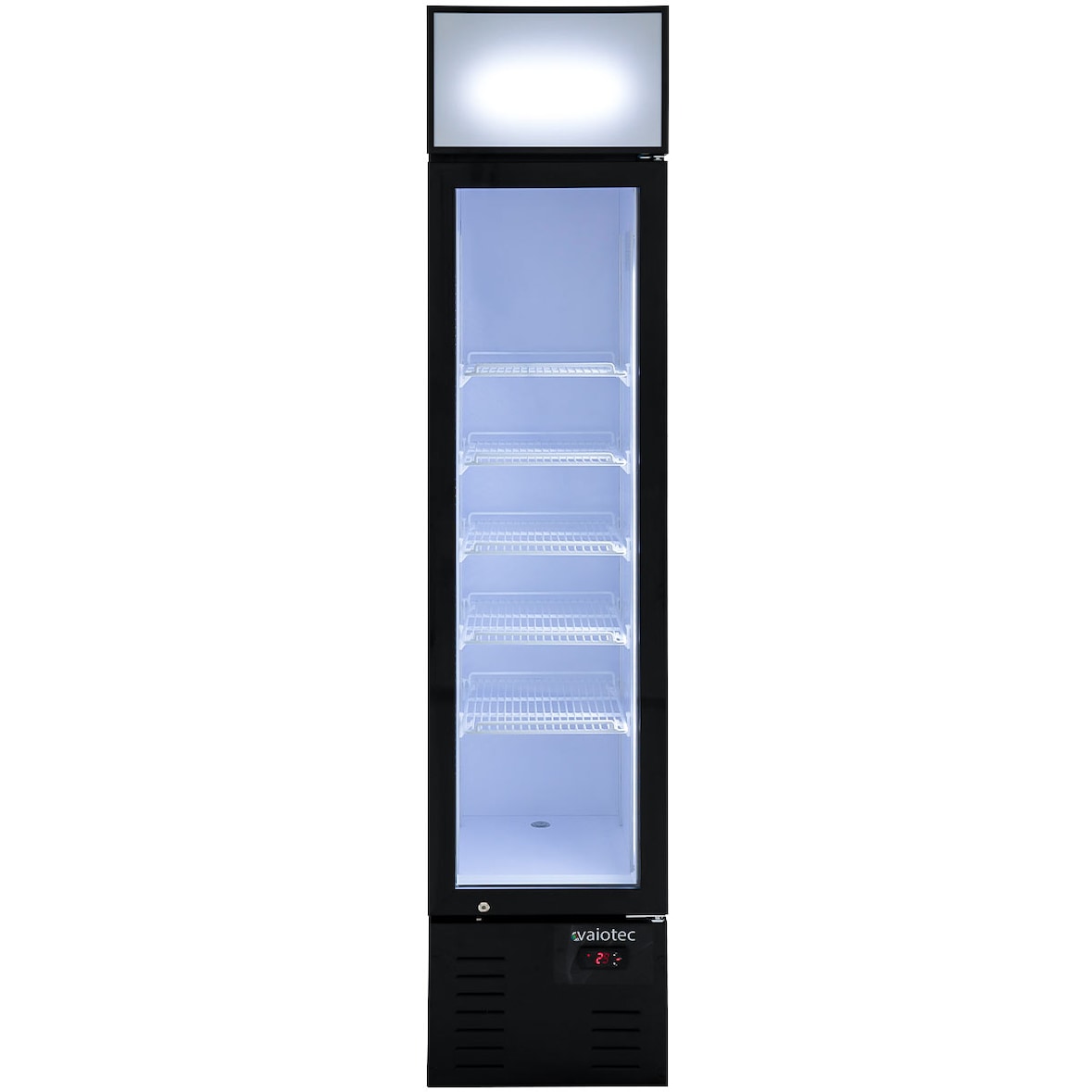 vaiotec TOPLINE drankkoelkast 1 deur / 155 liter met lichtopzet "zwart", 390 x 480 mm
