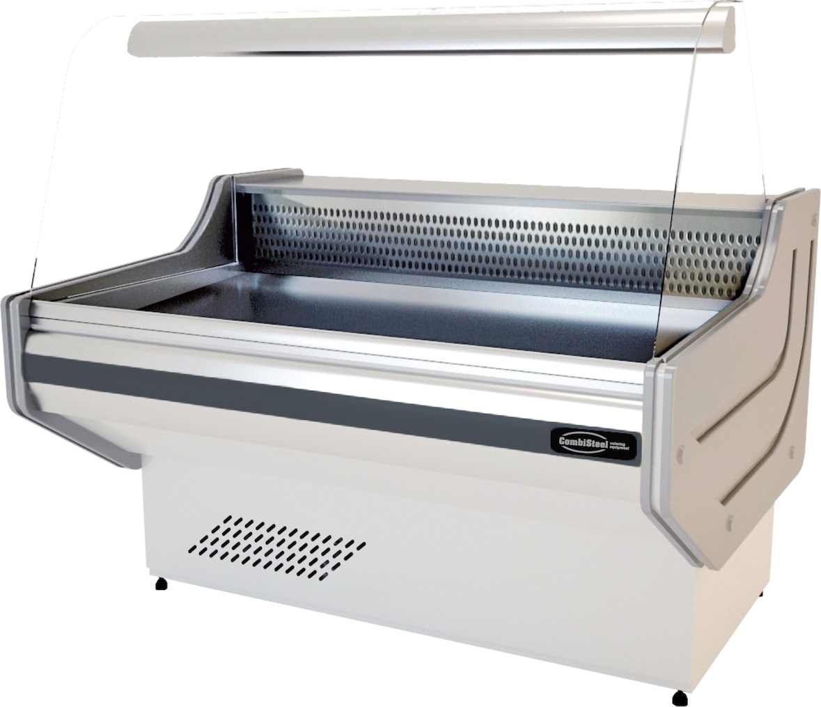 Kühltheke DOMILA | Zwischenglas + Nachtabdeckung + LED | HxBxT 131x249x106cm | +1/+10°C | Weiß | + CHEFGASTRO Geschirrtuch