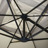 thumbnail of Gastronomie-Ampelschirm HWC-A96, Sonnenschirm, 3x3m (Ø4,24m) Polyester/Alu 23kg ~ creme-grau ohne Ständer