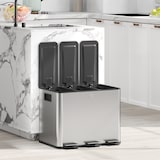 thumbnail of Cubo de basura de cocina con 3 compartimentos 3x10L papelera de cocina de acero inoxidable con pedales tapas de cierre suave y cubo extraíble plata
