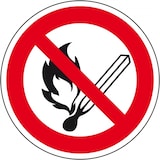 thumbnail of Schild I Verbotsschild Keine offene Flamme, Feuer, offene Zündquelle, Aluminium, Ø400mm, ASR A1.3, DIN EN ISO 7010 P003