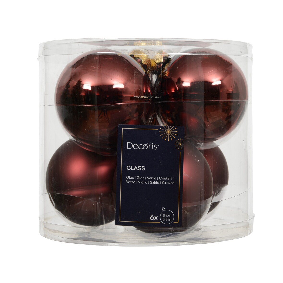 6 Weihnachtskugeln Glas 8cm matt & glänzend Christbaumkugeln Weihnachtsbaumkugeln Groß Christbaumschmuck Weihnachtsbaumschmuck Deko Kastanienbraun