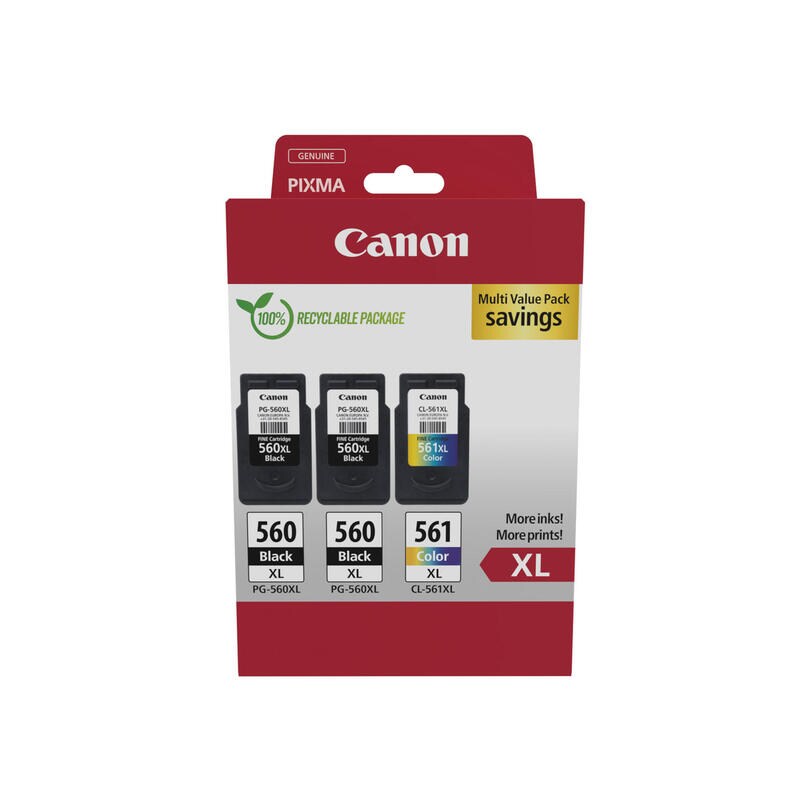 Canon Pg-560Xl/Cl-561Xl Embalagem de 3 Tinteiros Originais - 3712C009