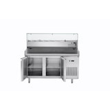 thumbnail of METRO Professional Table à pizza GPT2100, Acier inoxydable, 150 x 80 x 100 cm, 310 W, 293 L, 2 portes, compatible avec GHS2150, Argenté