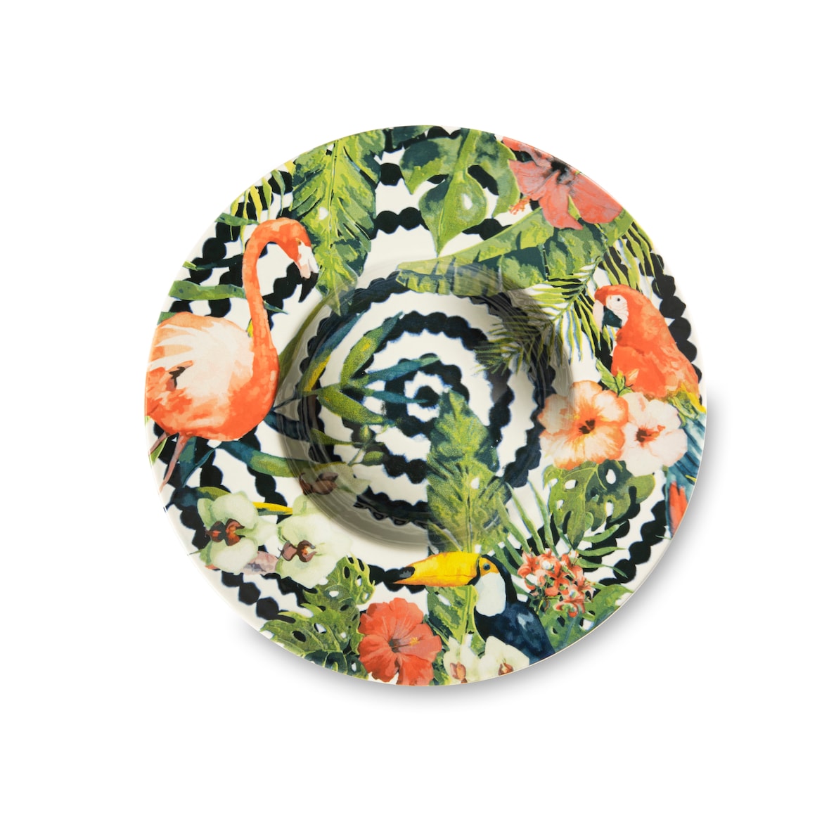 Excelsa lot de 6 plats de pâtes Tropical Chic céramique 28,5x6,5x28,5 cm multicolore