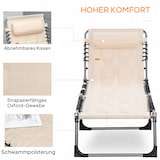 thumbnail of Sonnenliege klappbar Polyester Beige 188x57x30 cm, 5-fach verstellbar