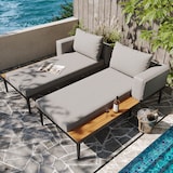 thumbnail of Merax Outdoor Patio Daybed, Double Lounge Bed, Doppelliege & Sonnenliege, wasserdichtes Sofabett mit Regalen, Grau
