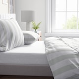 thumbnail of Bettwäsche 155x220 cm Baumwolle 4 teilig Weiß Grau Streifen modern mit Reißverschluss