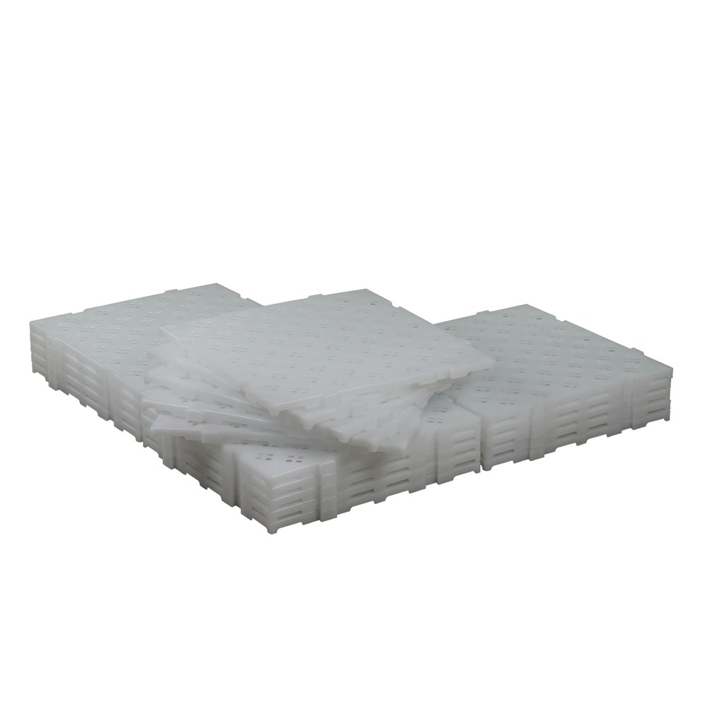 20 Stück Kunststoff Bodenrost Bodenplatte für Sauna/Garten/Poolbereich 500 x 500 x 25 mm Weiß-Transparent