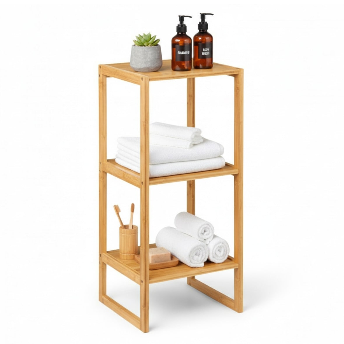 Estante modular em bambu com 3 níveis Canoply 84x35.1x33.5cm Natural 7house