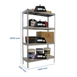 thumbnail of SimonRack Rayonnage industriel, 2000x1500x600 mm, 600 kg au point de flexion, 4 étagères métalliques, rayonnage garage, Galvanisé- Simonforte