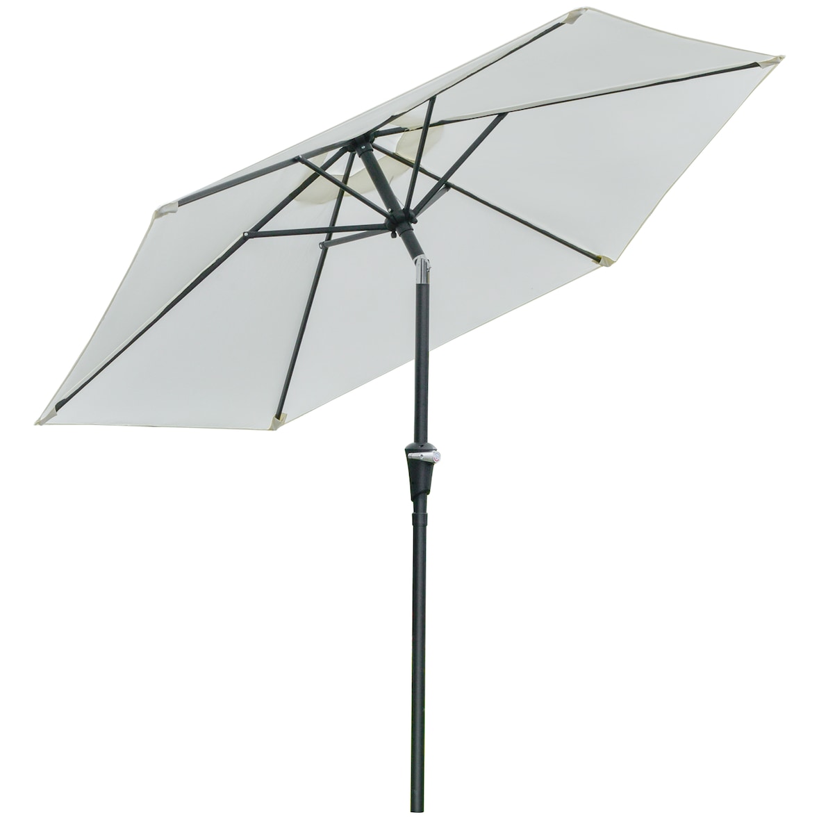 Sombrilla de jardín Ø230x216 cm parasol de terraza con apertura manual ángulo ajustable e impermeable para balcón piscina crema