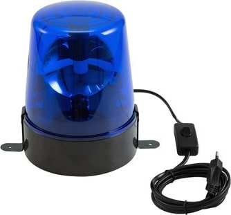 Ein blaues Warnlicht mit Schalter und Kabel.