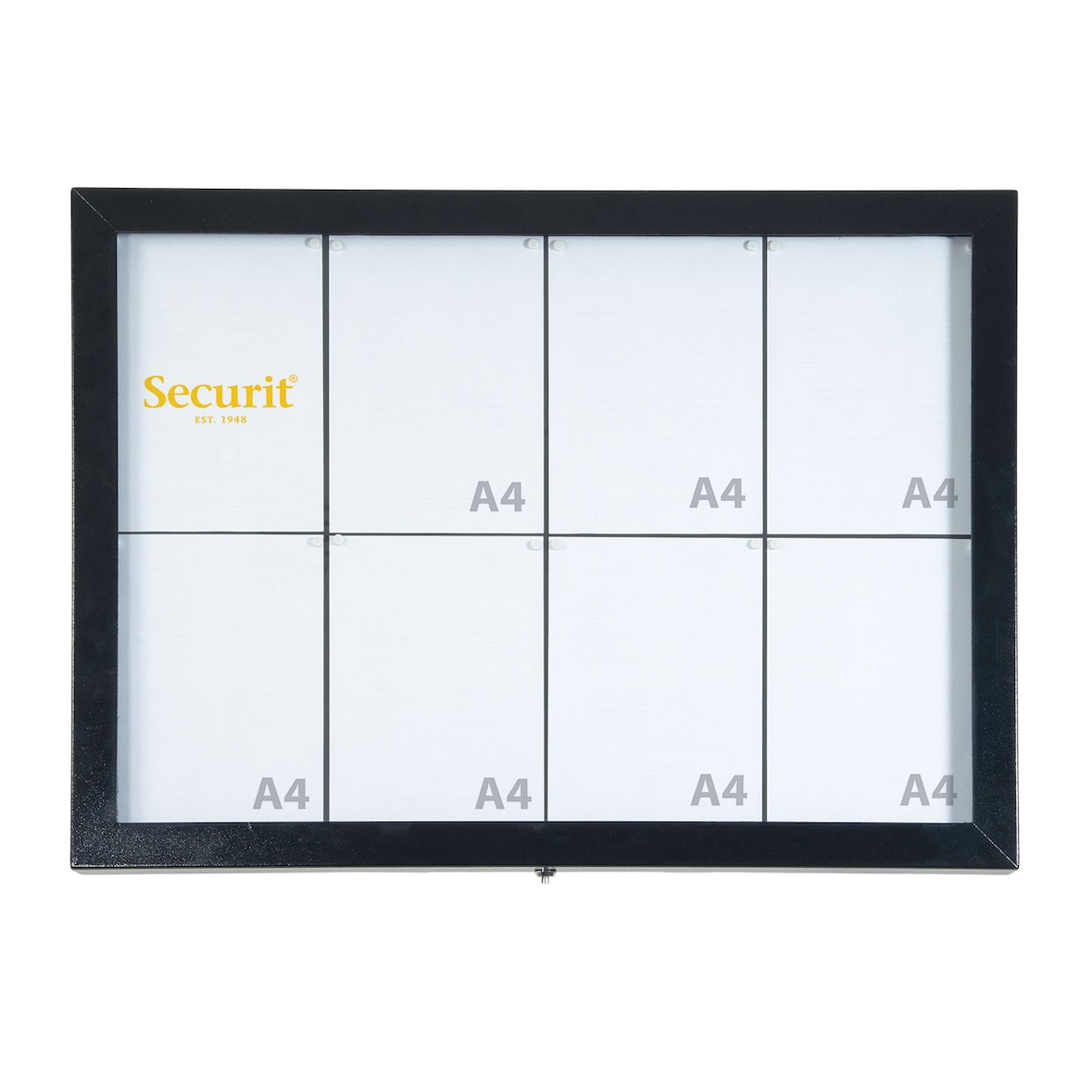 Securit® Expositor de Menu LED A4 "Black Star XXL" - Aço preto lacado - 8 faces