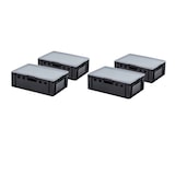 thumbnail of 4 Stück Schwarze E2 Kisten 600x400x200 mm Fleischkasten Lagerkiste Metzgerkiste mit 4 grauen Deckeln