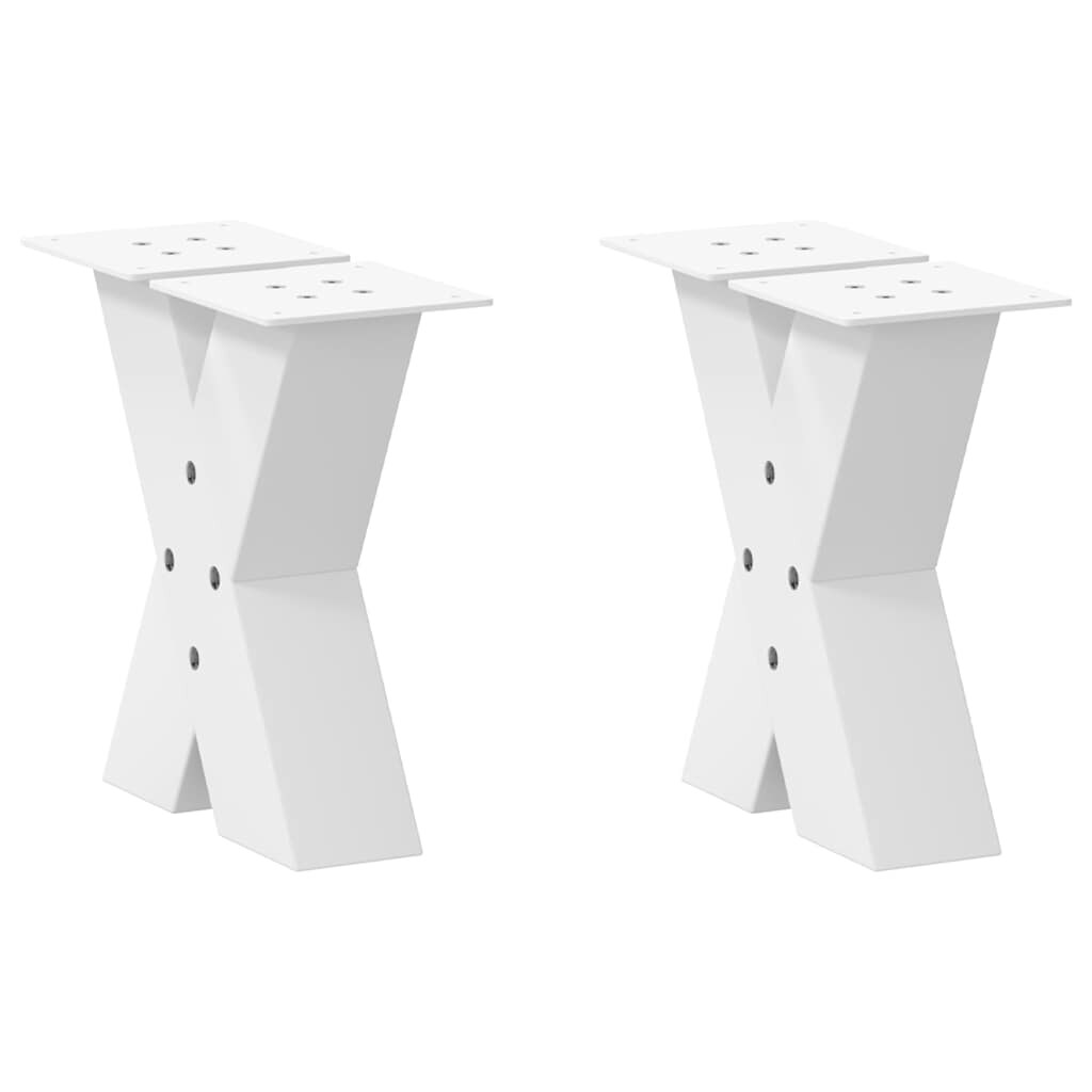 vidaXL Couchtischbeine X-Form 2 Stk. Weiß 40x(30-31) cm Stahl