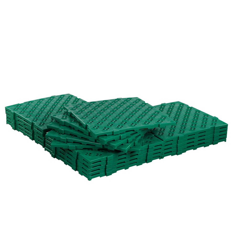 20 Stück Kunststoff Bodenrost Bodenplatte für Sauna/Garten/Poolbereich 500 x 500 x 25 mm Grün