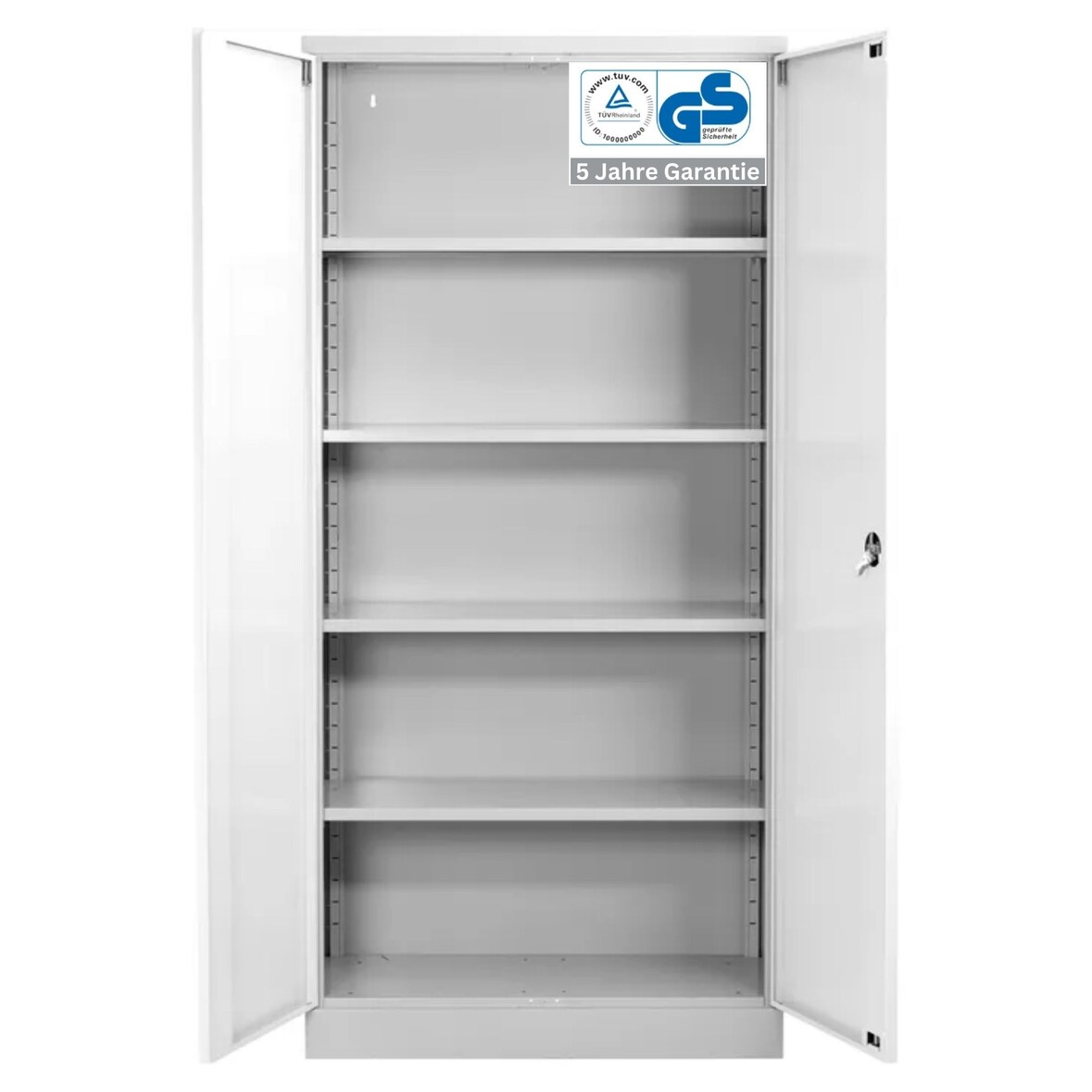 PROREGAL Stahlschrank BEE mit 9 lackierten Fachböden | HxBxT 195x92x50cm | Grau-Weiß | Werkstattschrank Werkzeugschrank Aktenschrank Universalschrank