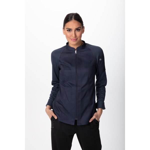 Chef Works® Damenkochjacke NEPAL Flex Serie nachhaltig, Reissverschluss, Cool Vent™, Graublau, Größe 2XL