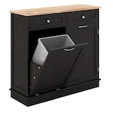 thumbnail of COSTWAY Ladekast voor 42 liter vuilnisbakken, keukenkast met groot werkblad, 2 laden (bruin)