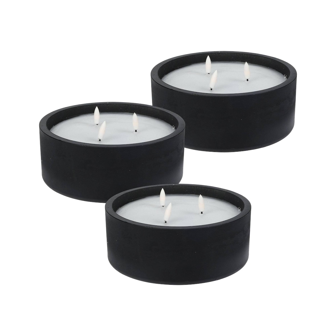WellHome - Pack 3 Velas LED redondada negro 20x20x8cm