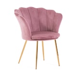 thumbnail of Fluwelen fauteuil voor binnen in schelpvorm, verfijnd en elegant design, metalen poten, ideaal voor slaapkamer en woonkamer – SHELLY – Roze/Goud