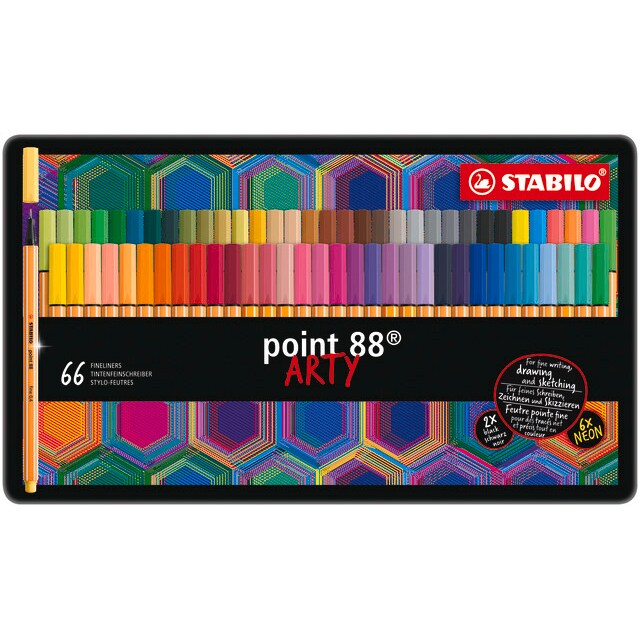 STABILO Boîte métal de 66 feutres point 88 ARTY