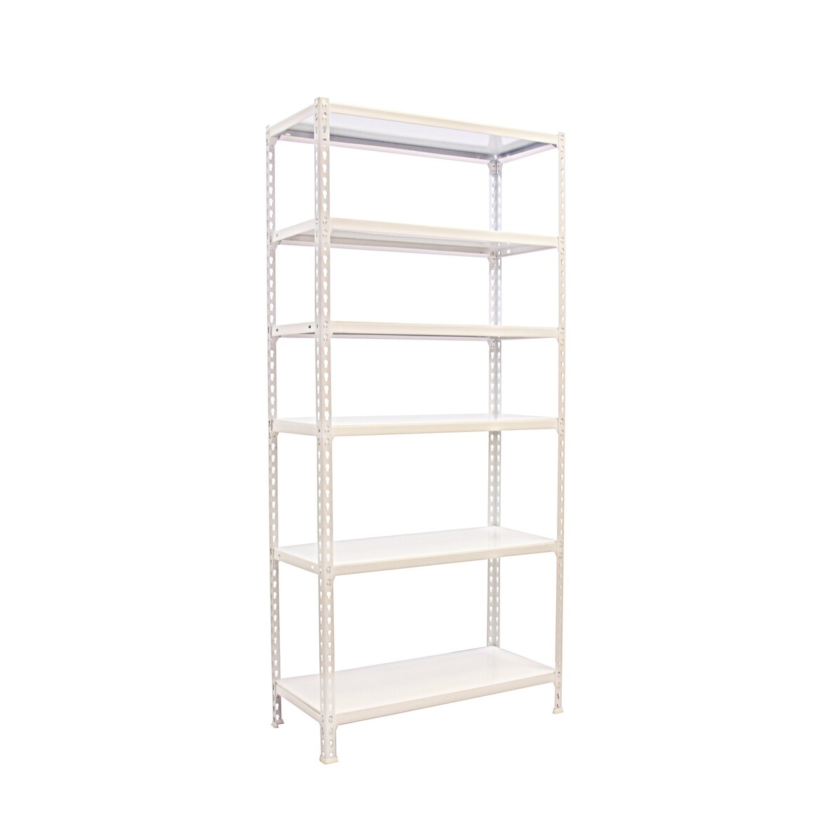SimonRack Metallregal, 2500x800x400 mm, 6 Ebenen, Metallboden, 180 kg Biegepunkt, Weiss - Simonclick