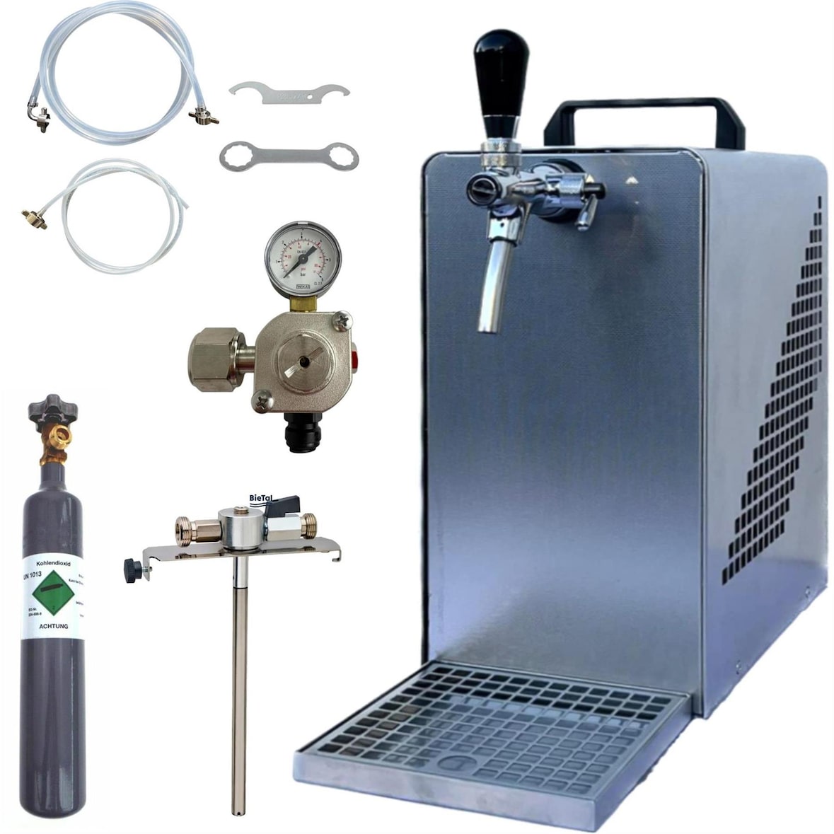 Bierkühler BieTal® Bierzapfanlage 30 L/h KOMPLETTSET 5 Liter Adapter - 0,5Kg CO2
