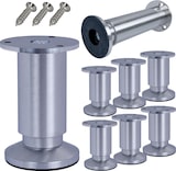 thumbnail of 8 Möbelfüße Sofafuß Möbelbeine ALUMINIUM gebürstet Höhe 8 cm 38 mm belastbar bis 250 KG Sofa Bett