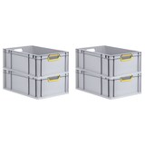 thumbnail of PROREGAL 4x Eurobox NextGen Color | HxBxT 22x40x60cm | 44 Liter | Griffe gelb offen | Verstärkter Boden | Eurobehälter