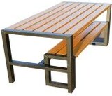 thumbnail of METRO Professional Conjunto mesa y 2 bancos para picnic, acero / madera de pino FSC, 180 x 70 x 74 cm, resistente a la intemperie, marrón /negro