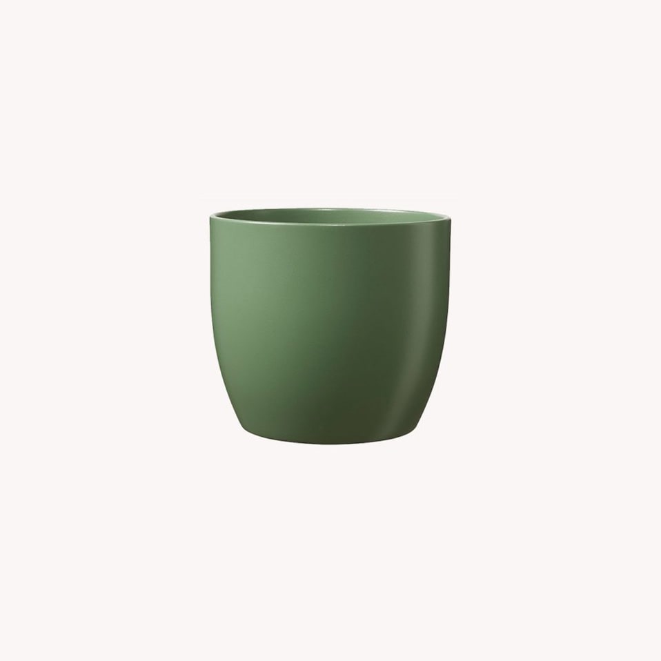 Übertopf Pflanztopf Blumentopf -Basel- matt seidig moosgrün H 13 x Ø 14 cm