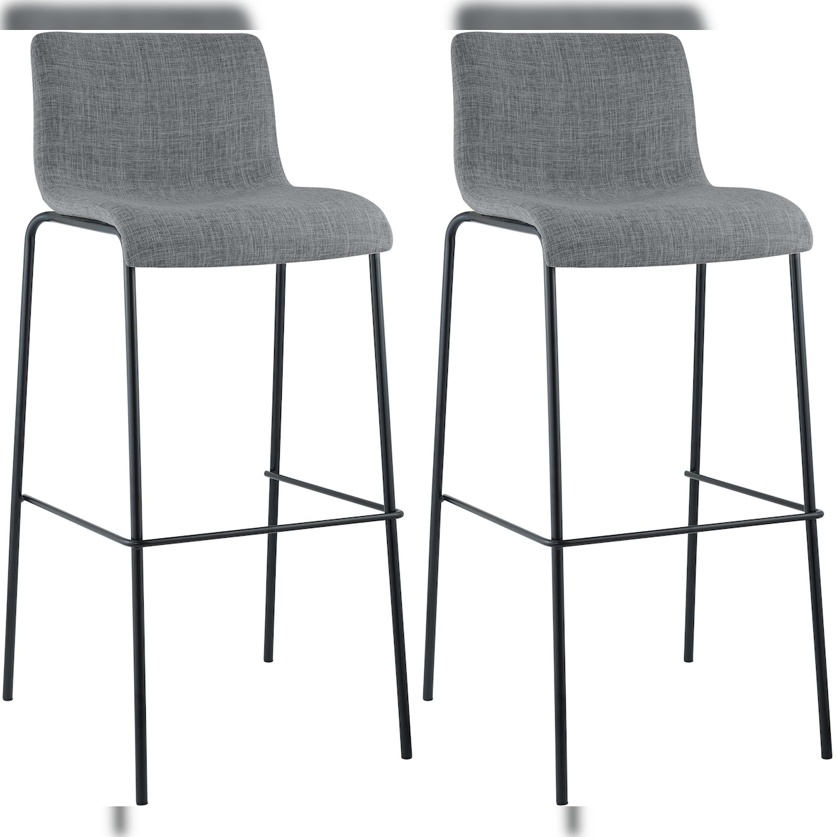 CLP 2er Set Barhocker Hover Stoff Vierfußgestell Stoff HBT: 100x43x48 cm hellgrau schwarz